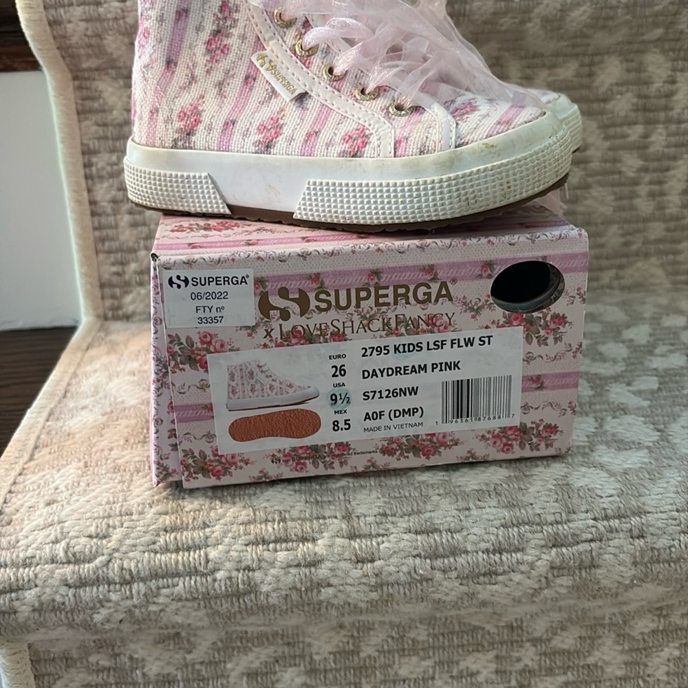 Superga x LoveShackFancy Girls Pink High-Top Sneakers